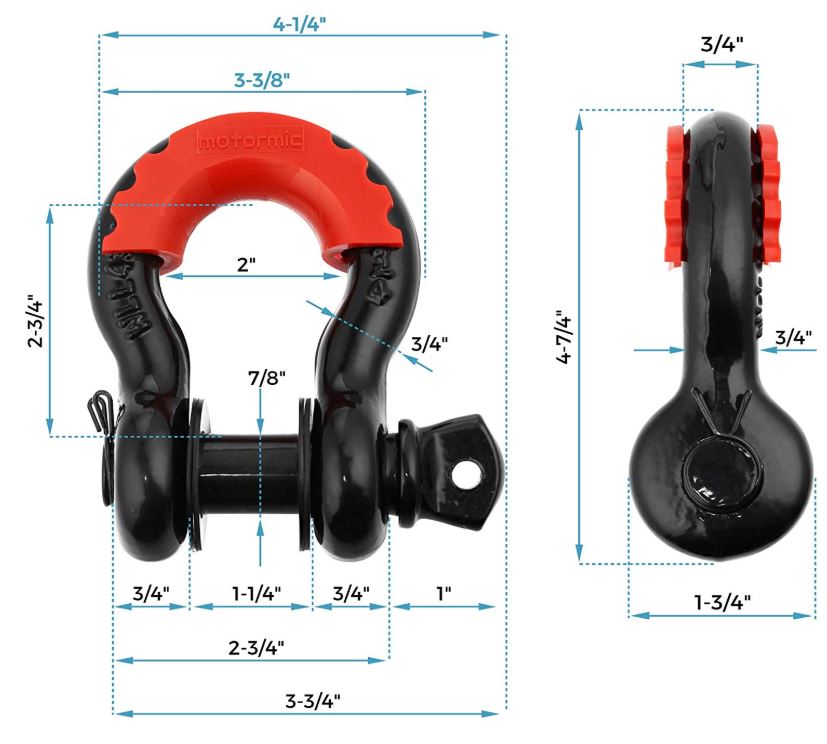 D Ring Shackles (2 Pcs) – 3/4″ D Shackle with 7/8″ Pin Tow Shackles ...