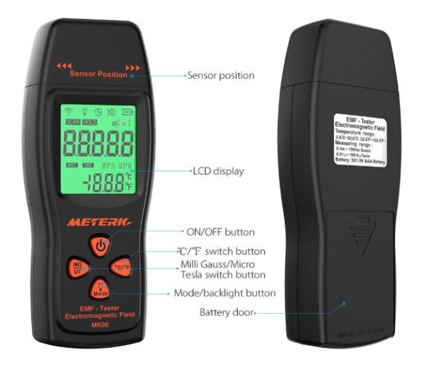 Emf Meter Handheld Mini Digital Lcd Emf Detector Electromagnetic Field Radiation Tester 0915